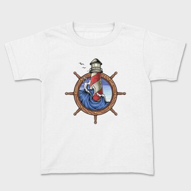 Lighthouse Storm Ship Wheel, Tricou Copii