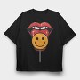 Lollipop Smiley, Tricou Oversize Barbati (Unisex)