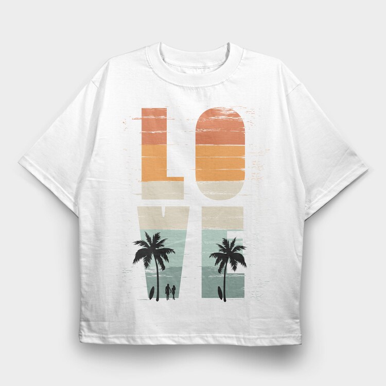 Love Palm Surfers, Tricou Oversize Barbati (Unisex)
