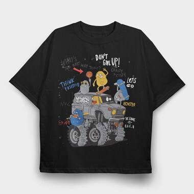 Monsters Go Skate Nyc, Tricou Oversize Barbati (Unisex)