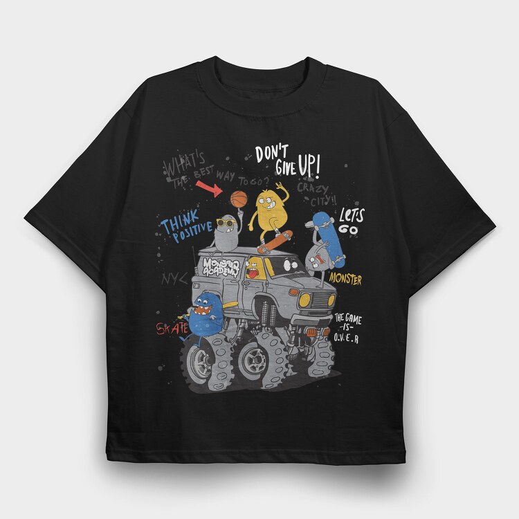 Monsters Go Skate Nyc, Tricou Oversize Barbati (Unisex)