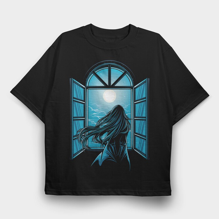 Moonlit Window, Tricou Oversize Barbati (Unisex)