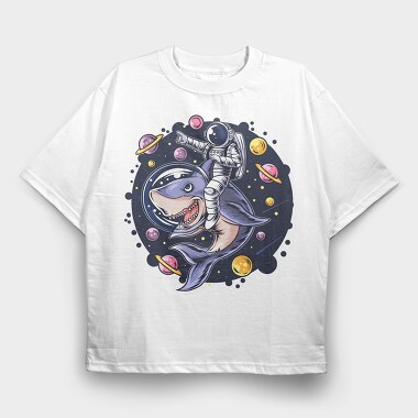 Space Shark Astronaut, Tricou Oversize Barbati (Unisex)