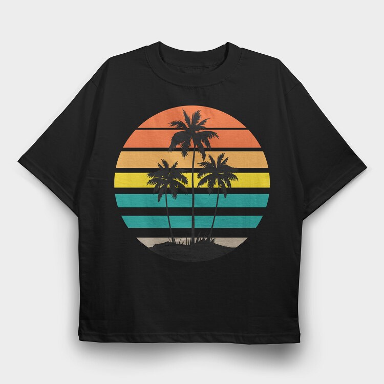 Sunset Palms Beach Vibes, Tricou Oversize Barbati (Unisex)