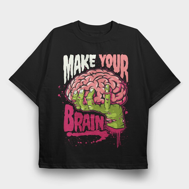 Zombie Brain Grab, Tricou Oversize Barbati (Unisex)