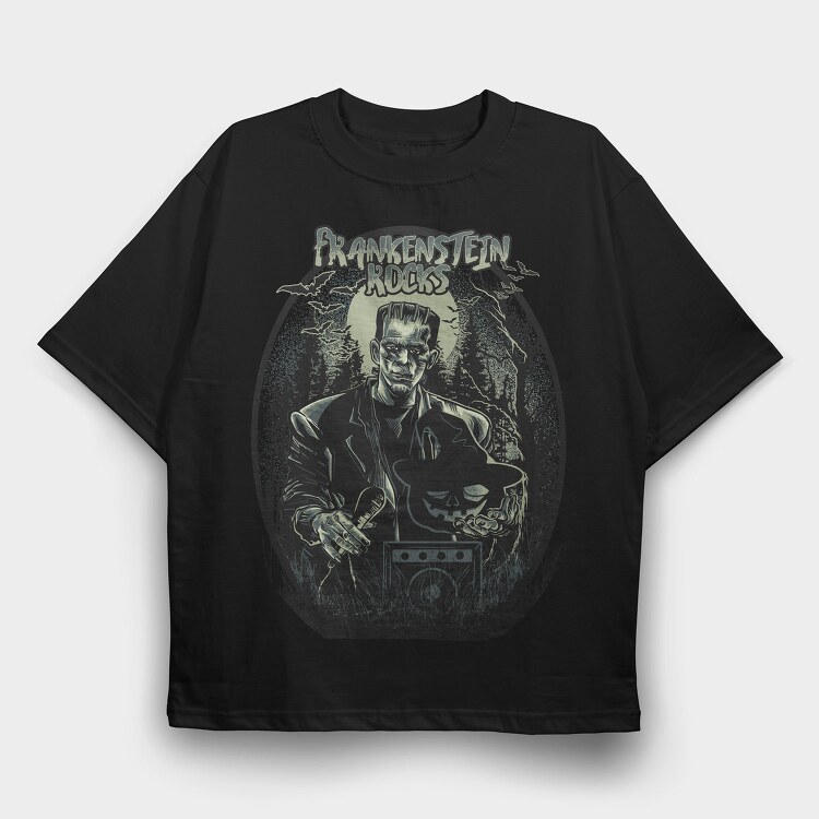 Frankenstein Rocks, Tricou Oversize Barbati (Unisex)