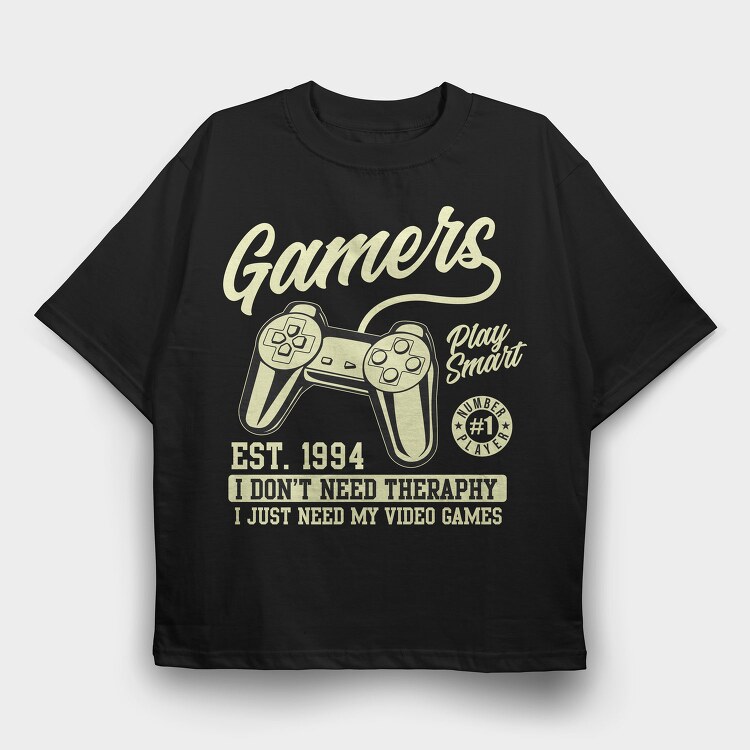 Gamers Smart Therapy, Tricou Oversize Barbati (Unisex)