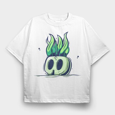 Green Ghost Flames, Tricou Oversize Barbati (Unisex)
