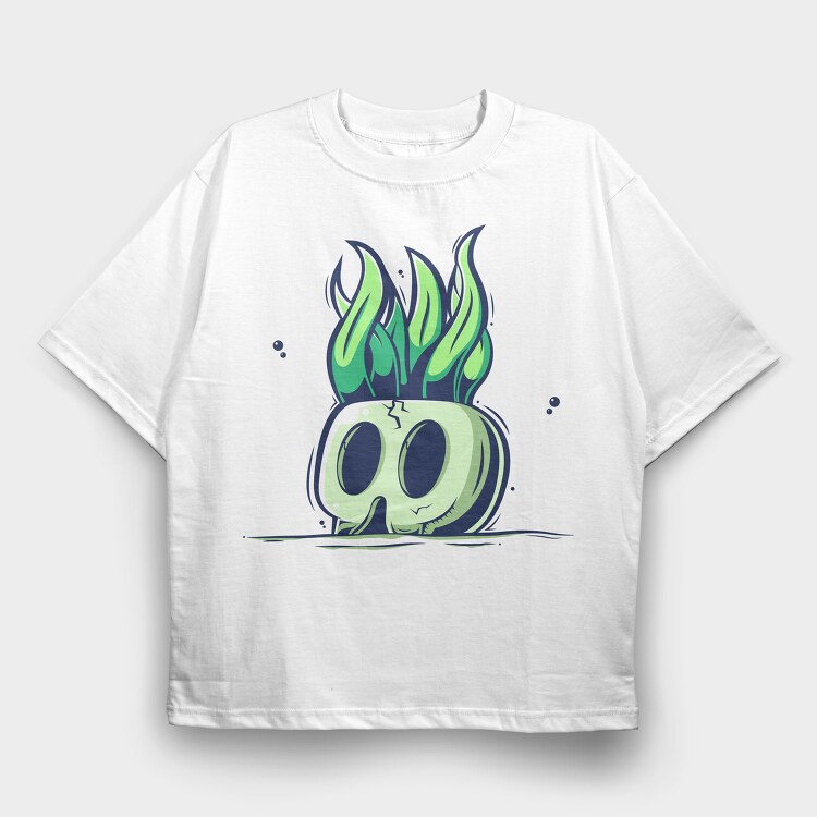 Green Ghost Flames, Tricou Oversize Barbati (Unisex)