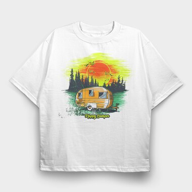 Happy Camper Sunset, Tricou Oversize Barbati (Unisex)