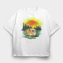 Happy Camper Sunset, Tricou Oversize Barbati (Unisex)