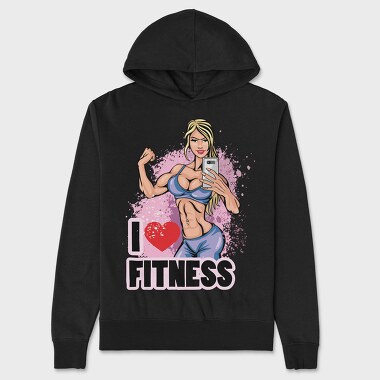 I Love Fitness Selfie, Hanorac Oversize Barbati (Unisex)