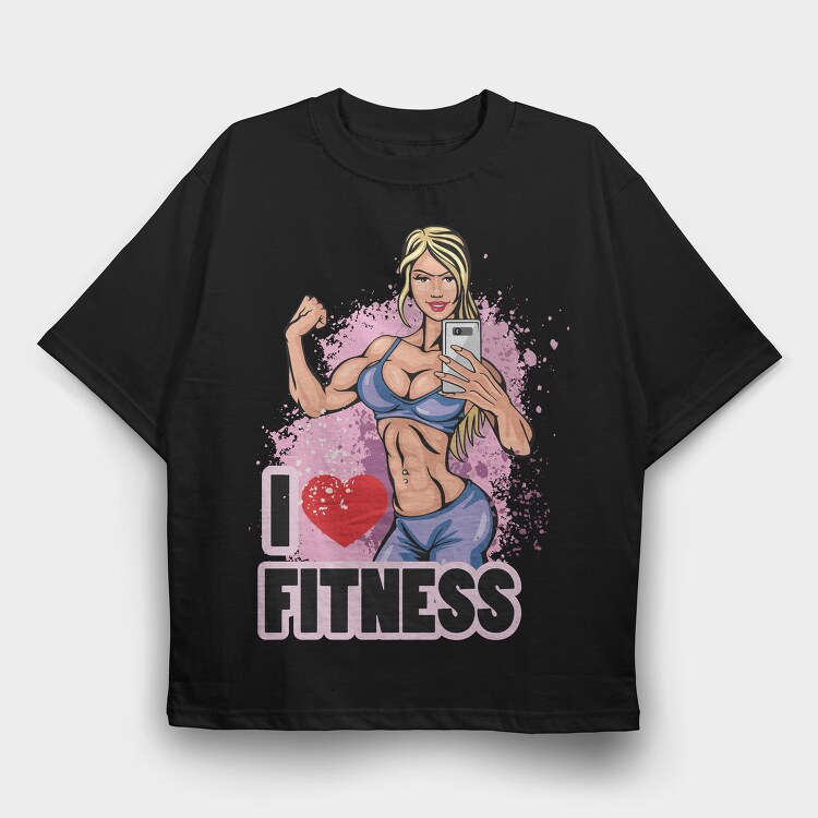 I Love Fitness Selfie, Tricou Oversize Barbati (Unisex)