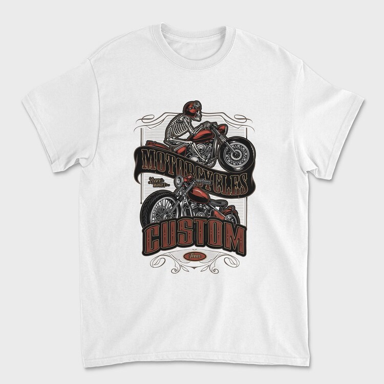 Motorcycle Skeleton Custom, Tricou Barbati (Unisex)