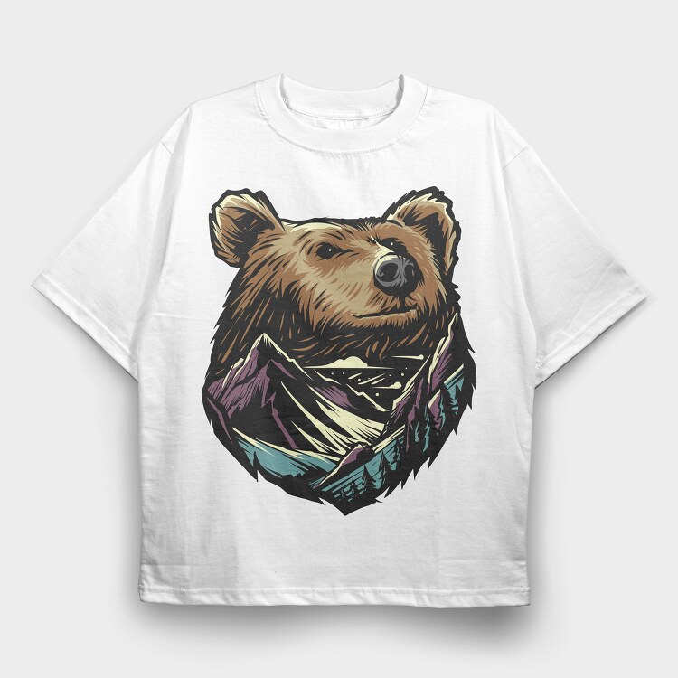 Mountain Bear, Tricou Oversize Barbati (Unisex)