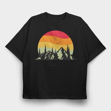 Mountain Sunset, Tricou Oversize Barbati (Unisex)