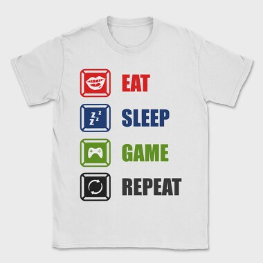 Eat Sleep Game Repeat, Tricou Barbati (Unisex)