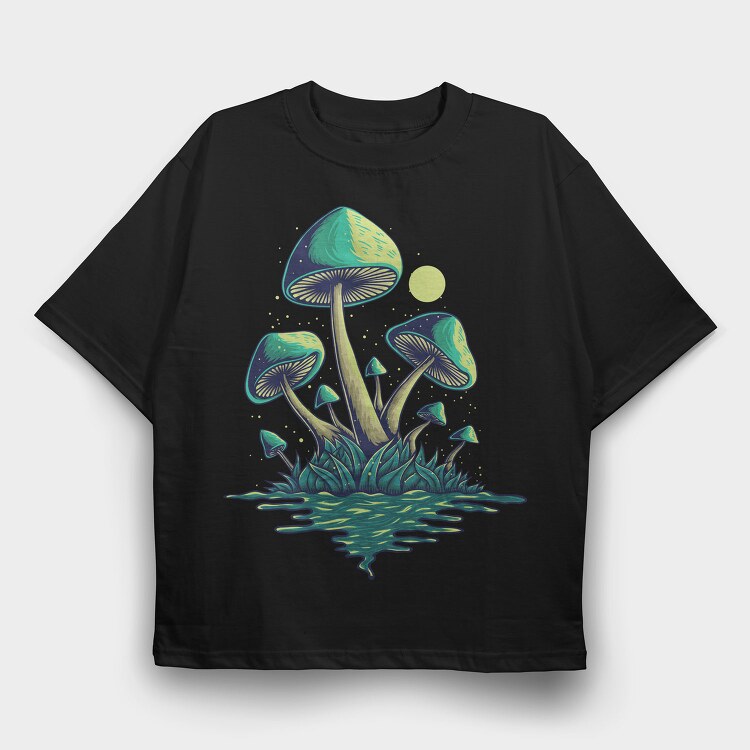 Mystic Mushroom Glow, Tricou Oversize Barbati (Unisex)