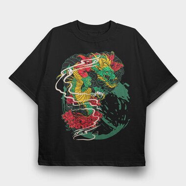 Neon Dragon Roar, Tricou Oversize Barbati (Unisex)