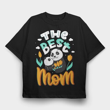 Panda Mom Tulips, Tricou Oversize Barbati (Unisex)