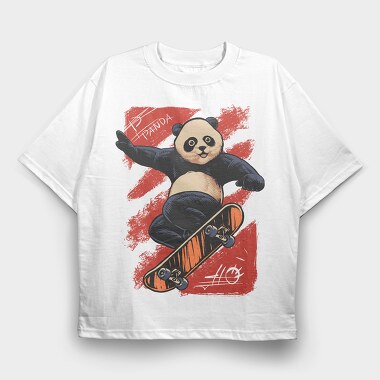 Panda Skateboarding, Tricou Oversize Barbati (Unisex)