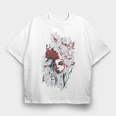 Red Rose Queen, Tricou Oversize Barbati (Unisex)