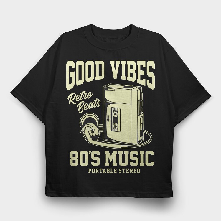 Retro Cassette Beats, Tricou Oversize Barbati (Unisex)