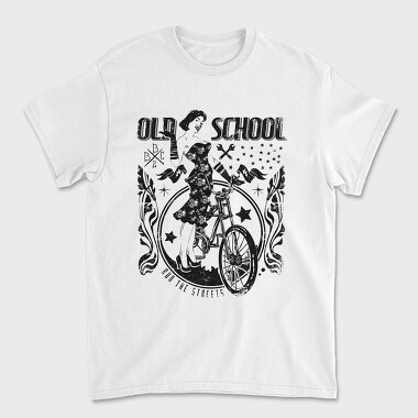 Old School Biker Chick, Tricou Barbati (Unisex)