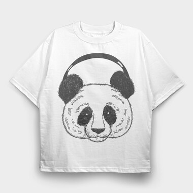 Panda Headphones, Tricou Oversize Barbati (Unisex)