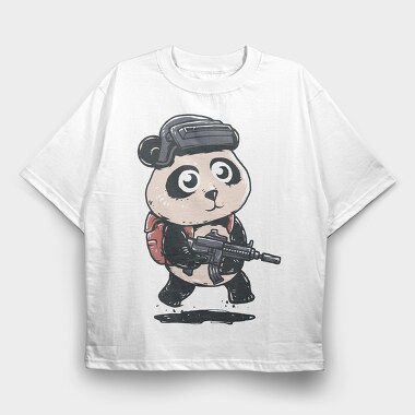 Panda Soldier, Tricou Oversize Barbati (Unisex)