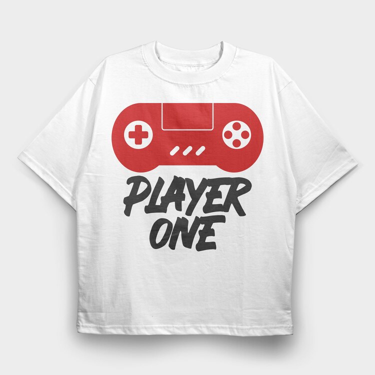 Player One Gamepad, Tricou Oversize Barbati (Unisex)