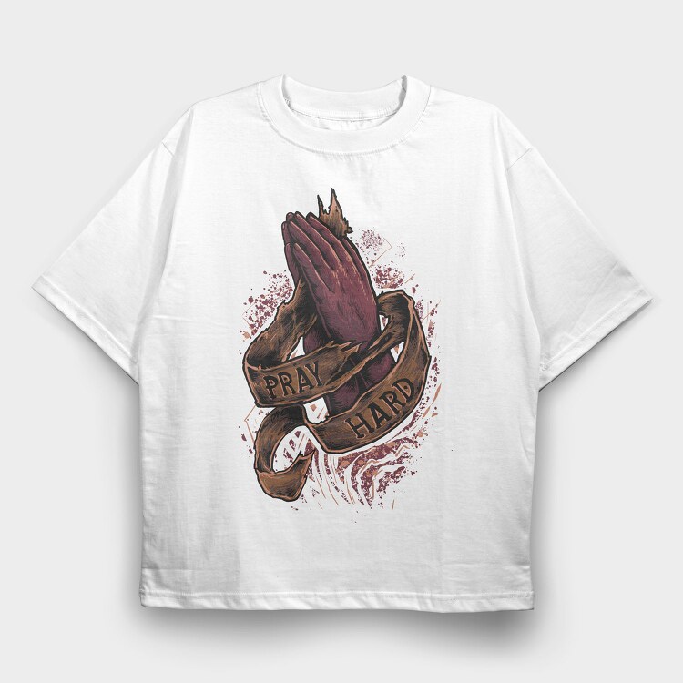 Prayer Hands Hard Pray, Tricou Oversize Barbati (Unisex)