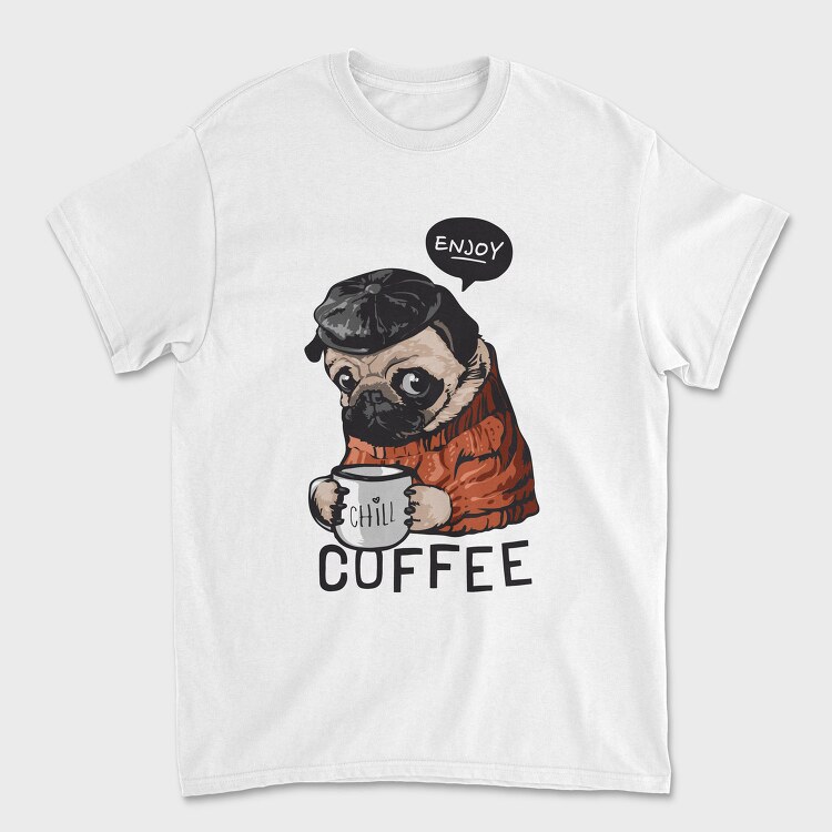 Pug Coffee Chill, Tricou Barbati (Unisex)