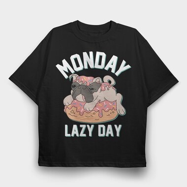Pug Donut Monday, Tricou Oversize Barbati (Unisex)