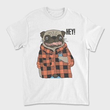 Pug Hey Plaid, Tricou Barbati (Unisex)