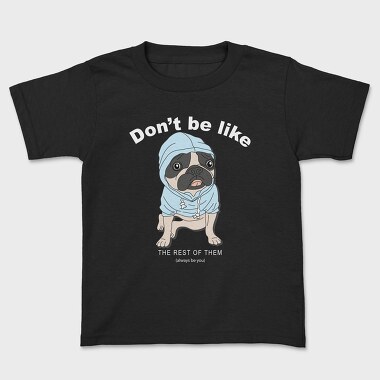 Pug In Blue Hoodie, Tricou Copii