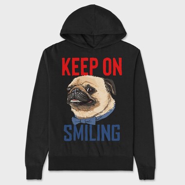 Pug Keep On Smiling, Hanorac Oversize Barbati (Unisex)