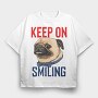 Pug Keep On Smiling, Tricou Oversize Barbati (Unisex)