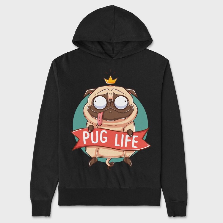 Pug Life King, Hanorac Oversize Barbati (Unisex)