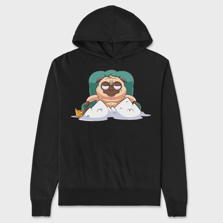 Pug Lounging Drink, Hanorac Oversize Barbati (Unisex)