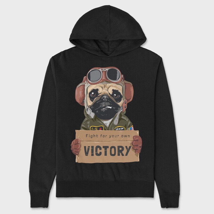 Pug Pilot Victory, Hanorac Oversize Barbati (Unisex)