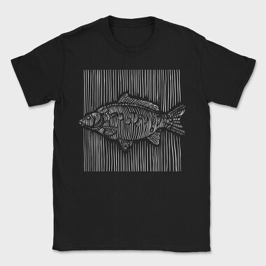 3D Lines Carp Fish White Lines, Tricou Barbati (Unisex)