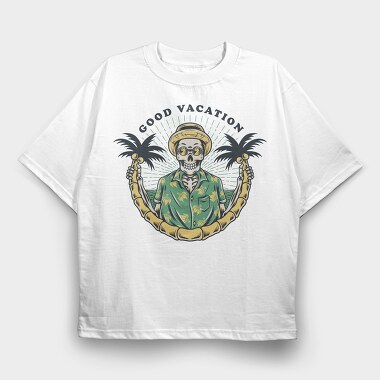 Good Vacation Skull, Tricou Oversize Barbati (Unisex)