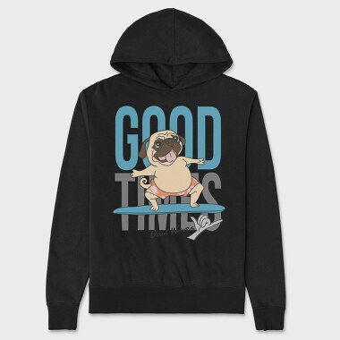 Pug Surfing Good Waves, Hanorac Oversize Barbati (Unisex)