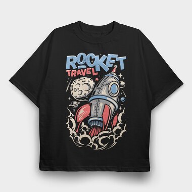 Rocket Travel Blastoff, Tricou Oversize Barbati (Unisex)