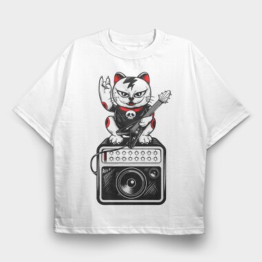 Rockin Kitty, Tricou Oversize Barbati (Unisex)