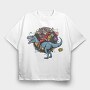 Santa Dino Fest, Tricou Oversize Barbati (Unisex)
