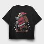 Santa Scootin, Tricou Oversize Barbati (Unisex)