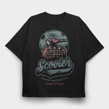 Scooter Classic Motorcycle, Tricou Oversize Barbati (Unisex)