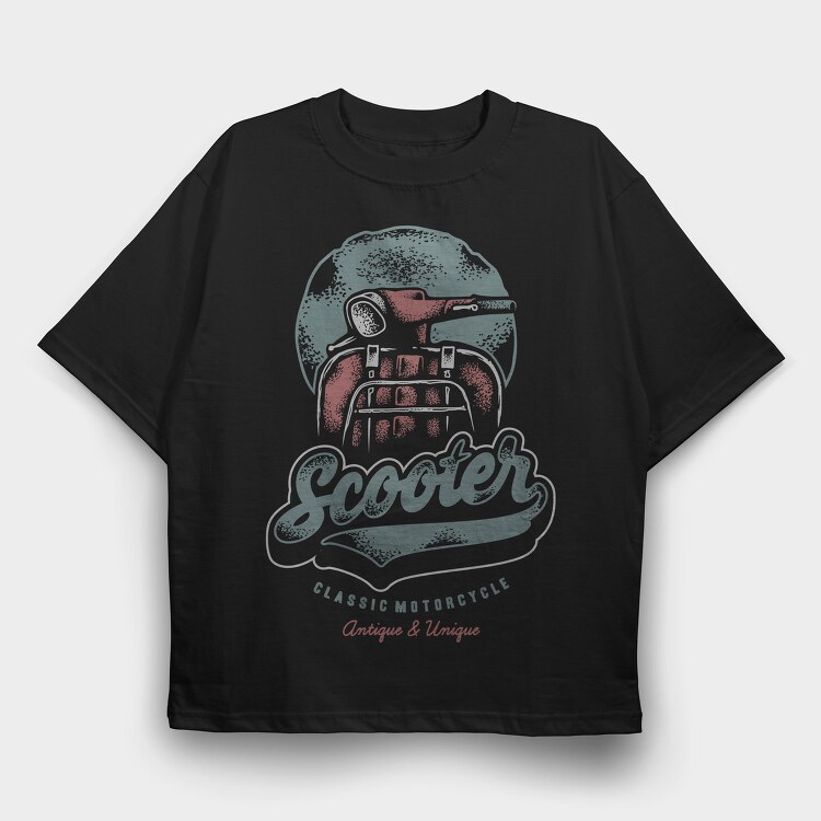 Scooter Classic Motorcycle, Tricou Oversize Barbati (Unisex)